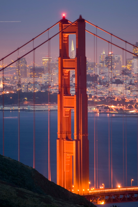 City Skyline and Golden Gate Bridge San Francisco California USA